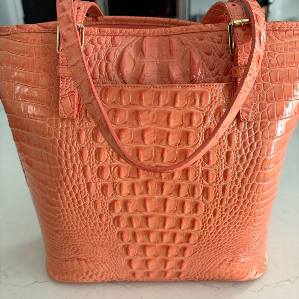 Brahmin Creamsicle Embossed Leather Tote - Picture 2 of 10